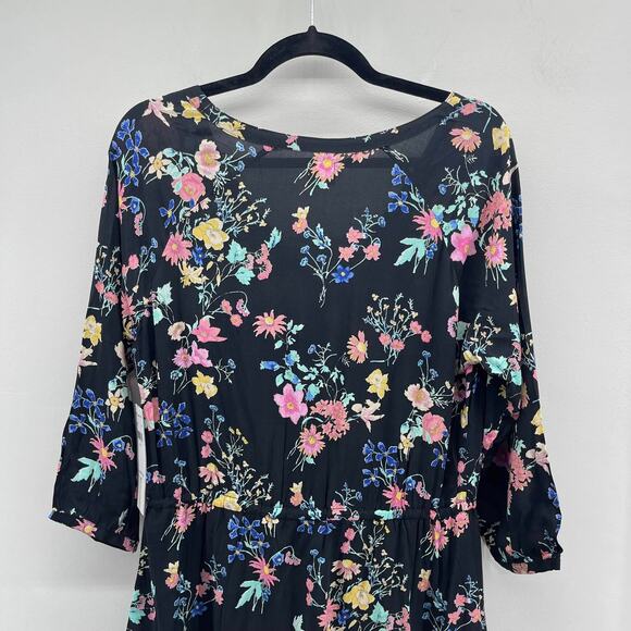 O’Neill Miki Henley Ball Pink Floral Print 3/4 Sleeve Cinch Waist Short Dress - Picture 6 of 10